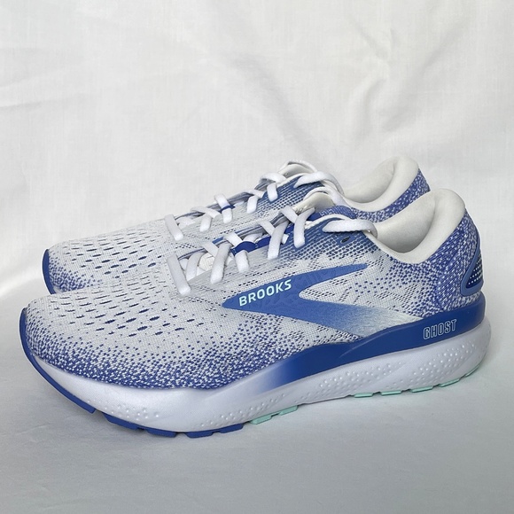 Brooks Ghost 16 Neutral Running Shoe White / Amparo Blue Women’s Size 8 - Picture 2 of 9
